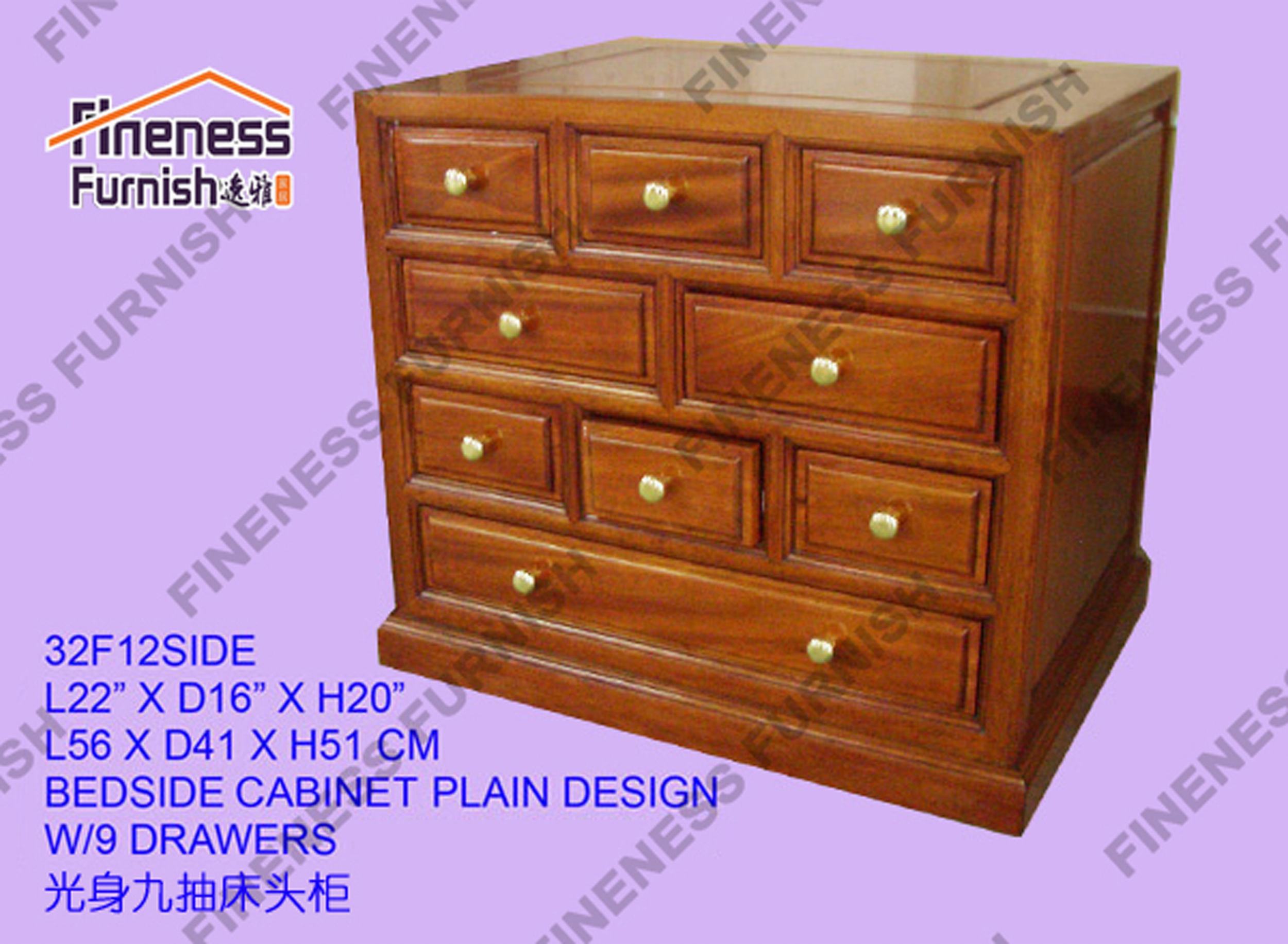 BEDSIDE CABINET PLAIN DESIGN W/9 DRAWERS