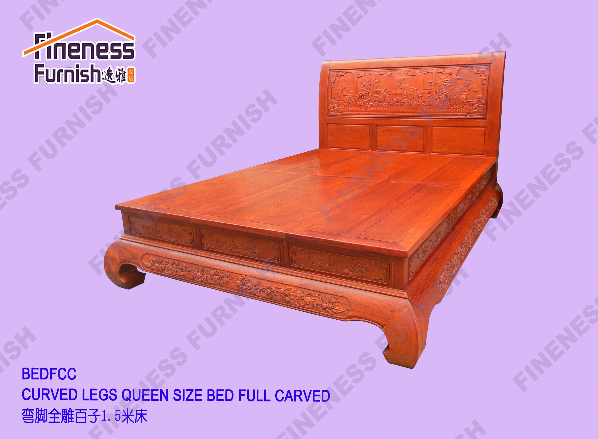 CURVED LEGS QUEEN SIZE BED FULL CARVED