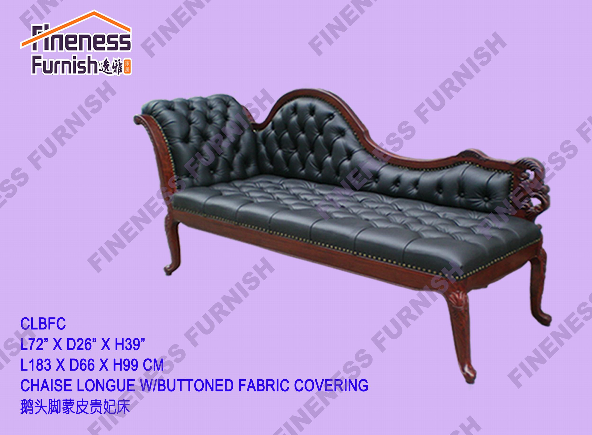 CHAISE LONGUE W/BUTTONED FABRIC COVERING 