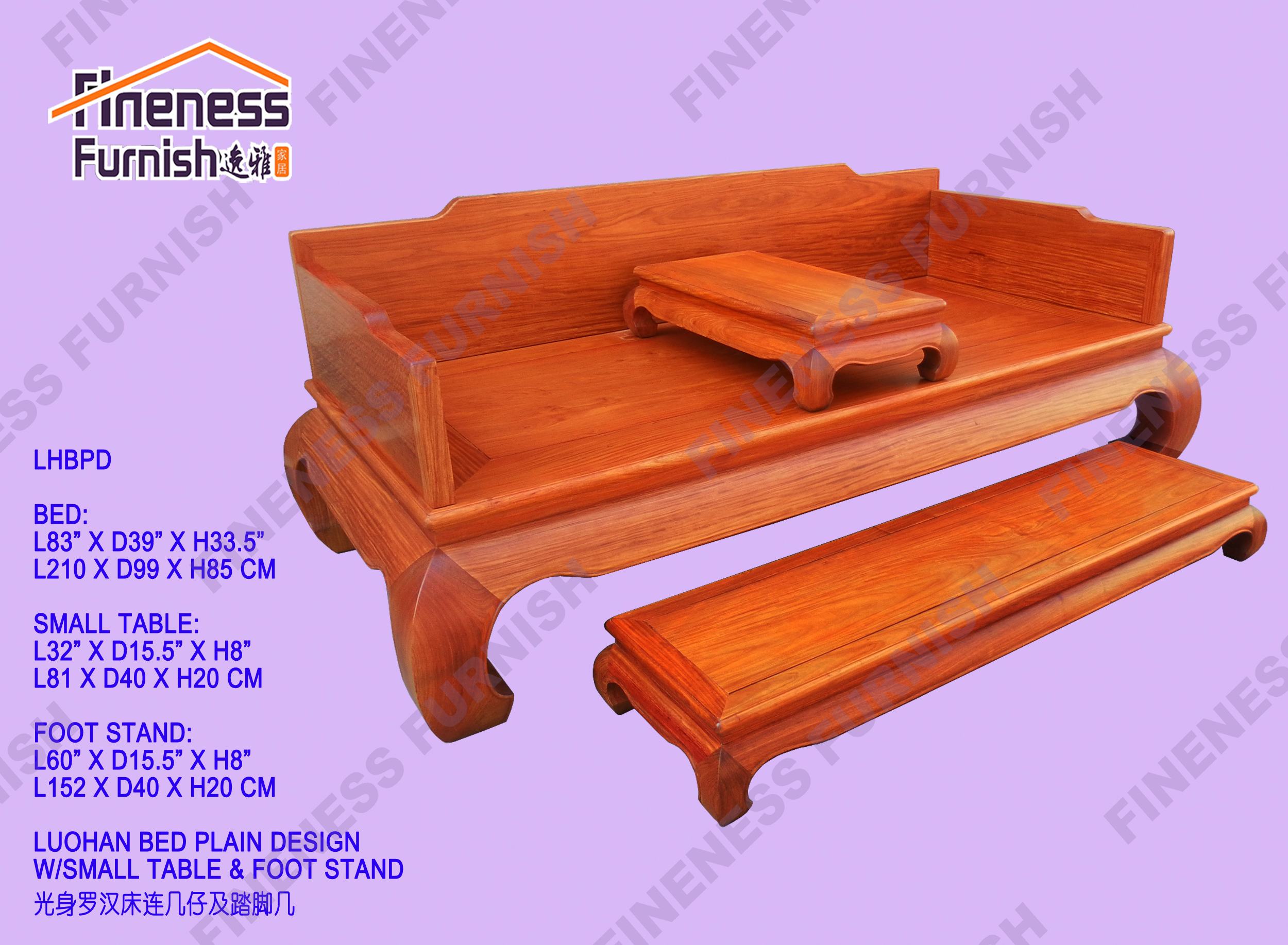 LUOHAN BED PLAIN DESIGN W/SMALL TABLE & FOOT STAND