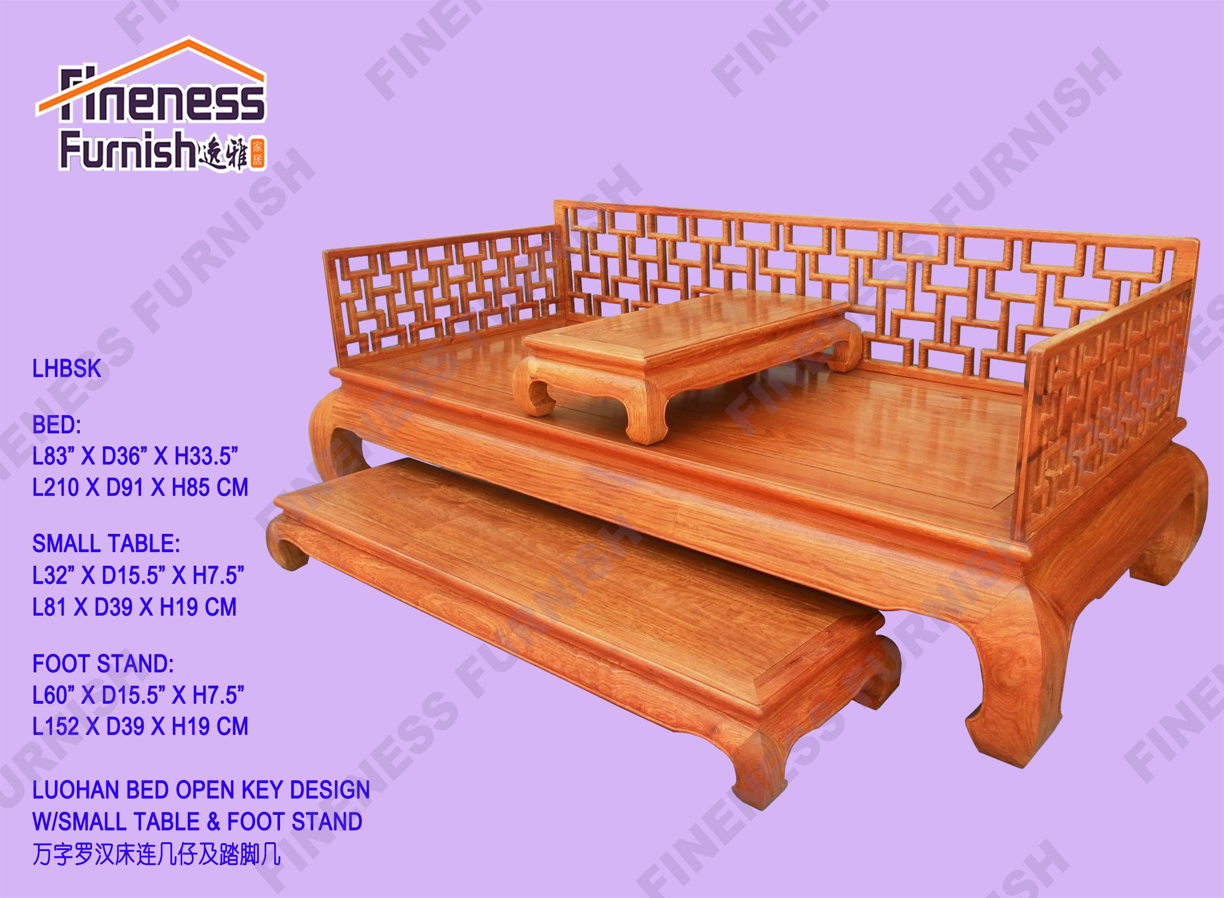 LUOHAN BED OPEN KEY DESIGN W/SMALL TABLE & FOOT STAND