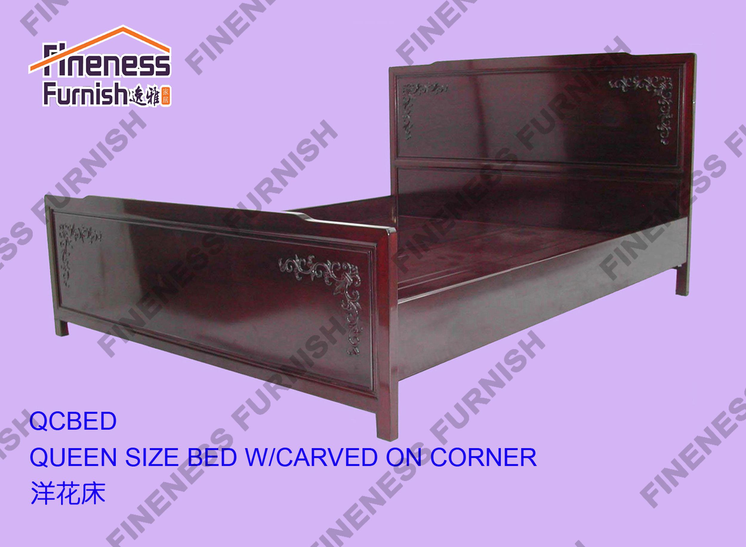 QUEEN SIZE BED W/CARVED ON CORNER