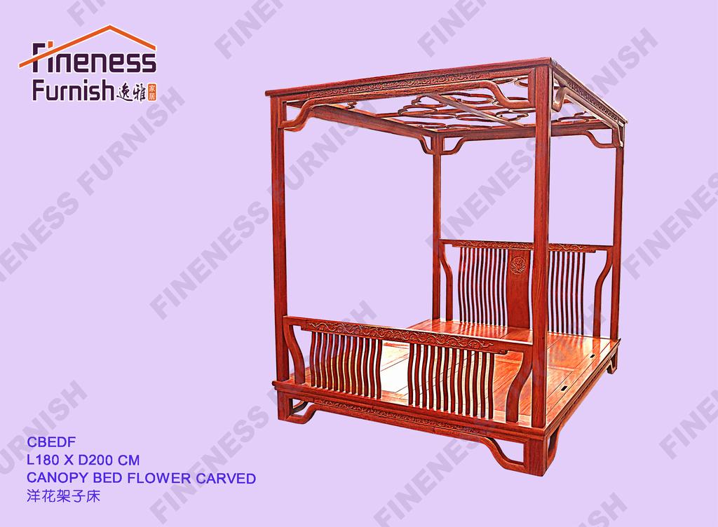 CANOPY BED FLOWER CARVED
