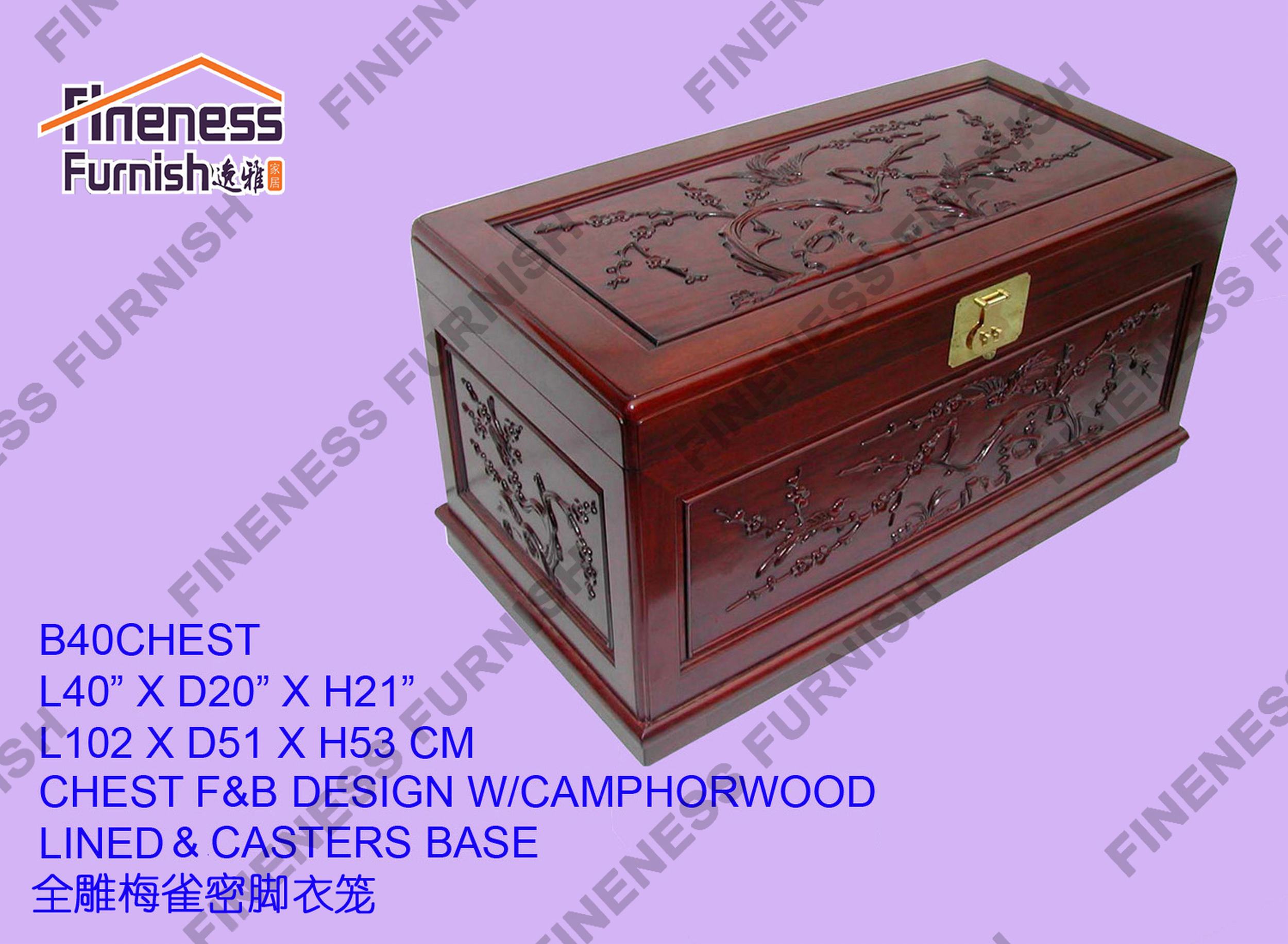 CHEST F&B DESIGN W/CAMPHORWOOD LINED & CASTERS BASE