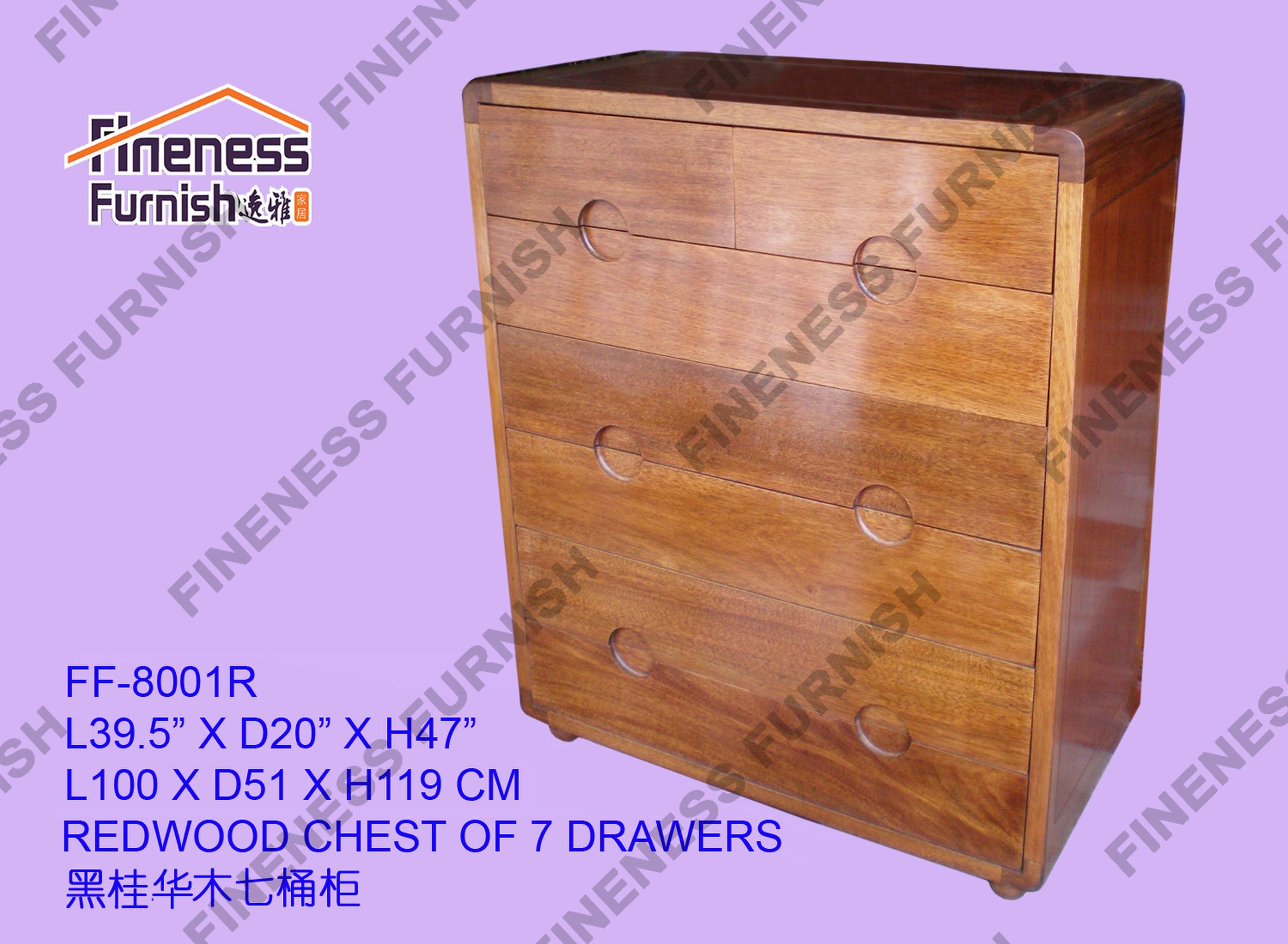 REDWOOD CHEST OF 7 DRAWERS