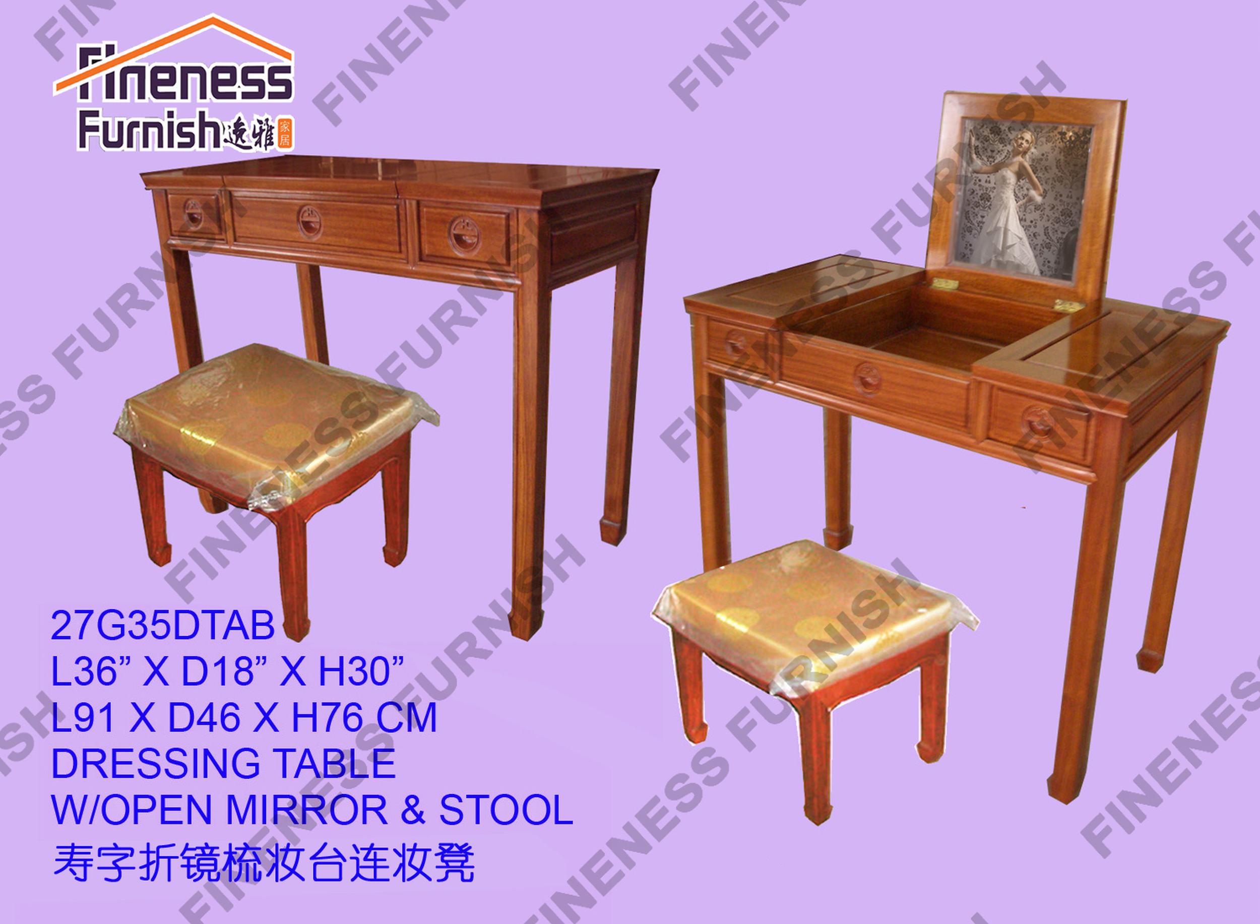 DRESSING TABLE W/OPEN MIRROR & STOOL