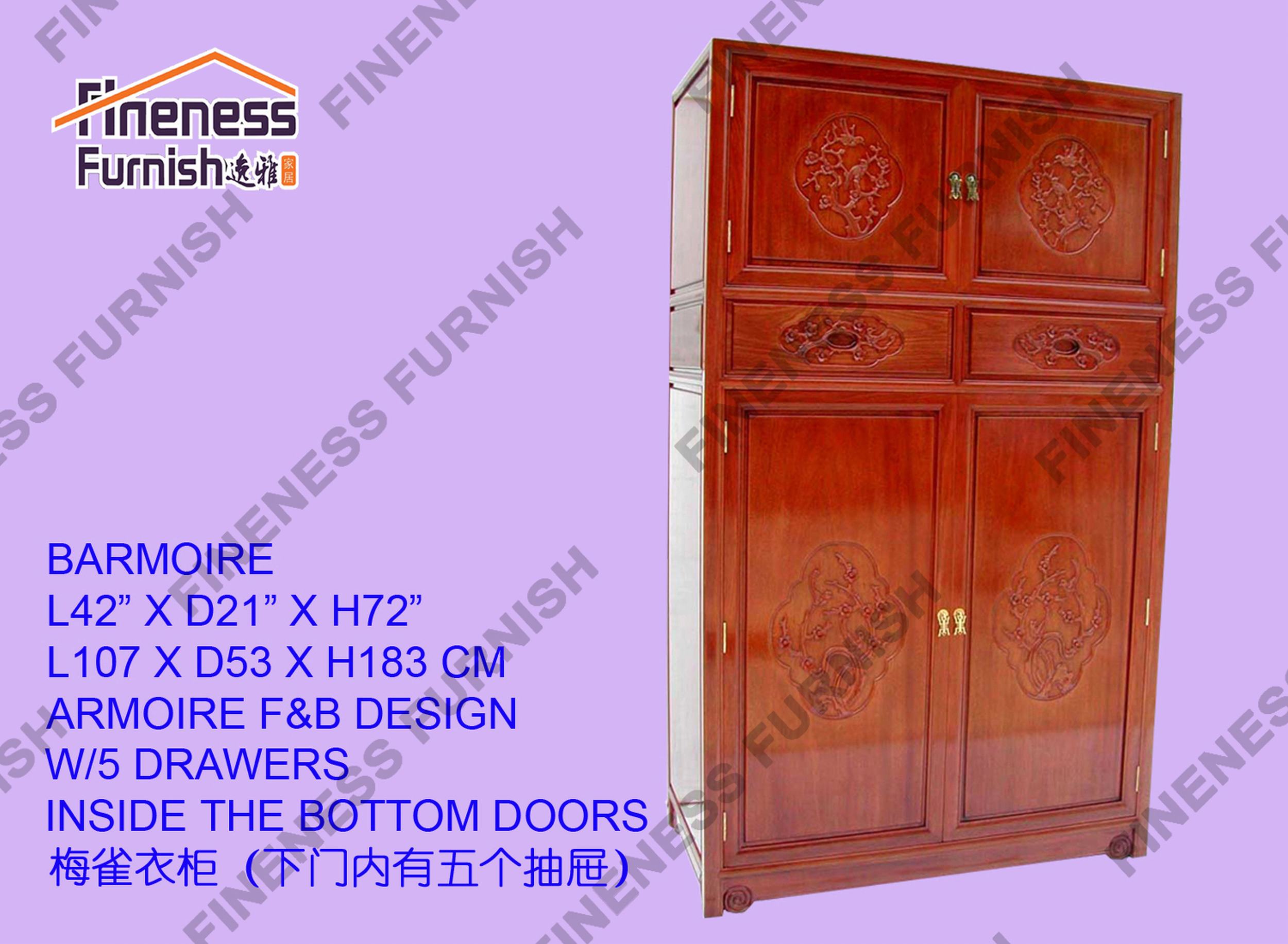 ARMOIRE F&B DESIGN W/5 DRAWERS INSIDE THE BOTTOM DOORS