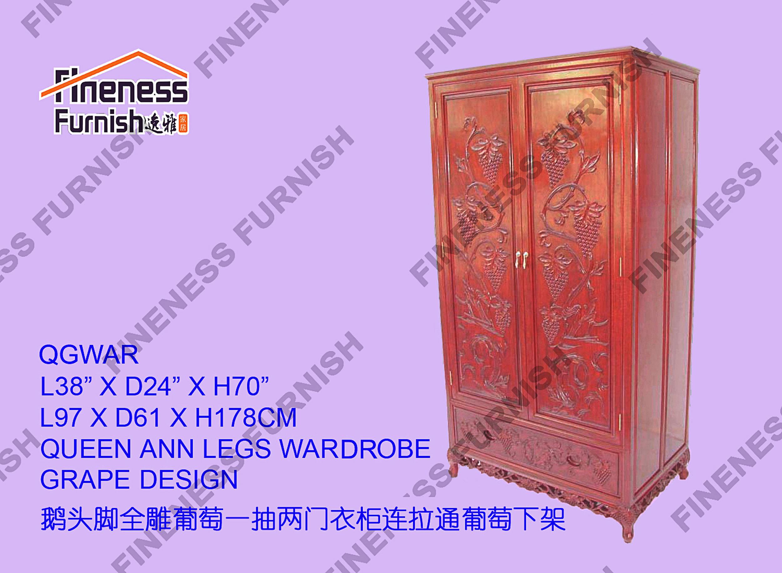 QUEEN ANN LEGS WARDROBE GRAPE DESIGN