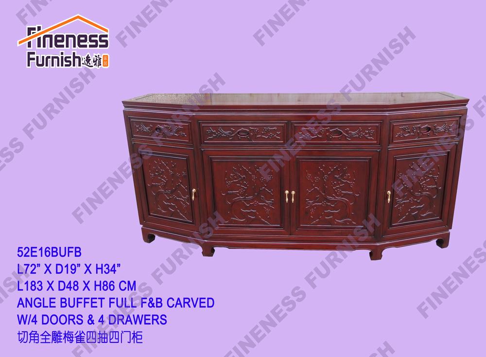 ANGLE BUFFET FULL F&B CARVED W/4DOORS & 4 DEAWERS