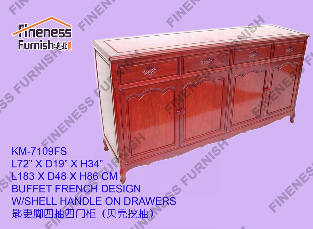 BUFFET FRENCH DESIGN W/SHELL HANDLE ON DRAWERS