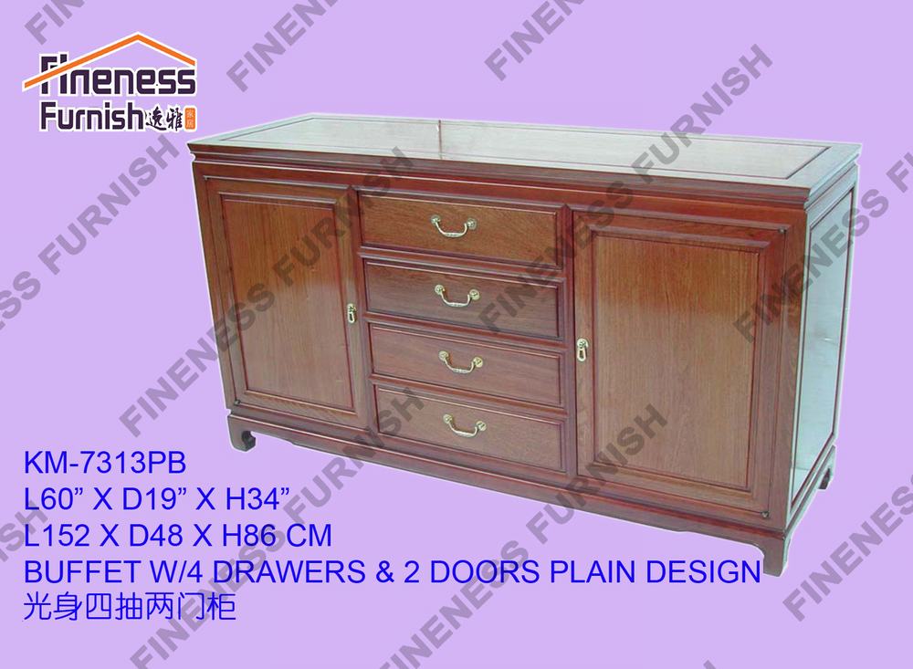 BUFFET W/4 DRAWERS & 2 DOORS PLAIN DESIGN