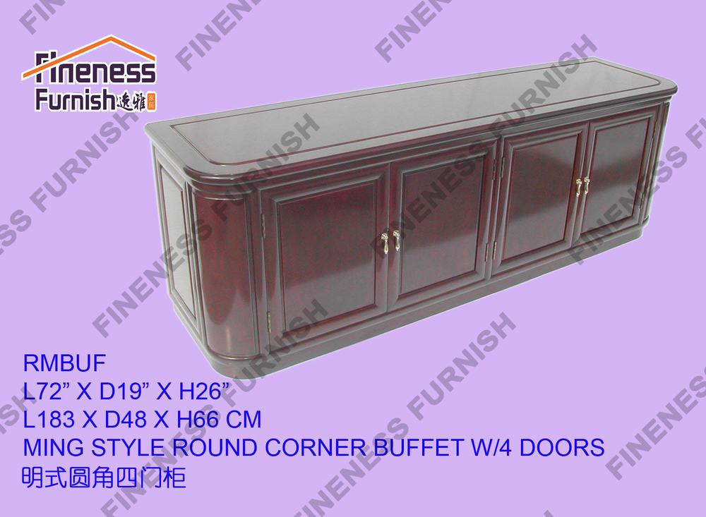 MING STYLE ROUND CORNER BUFFET W/4 DOORS