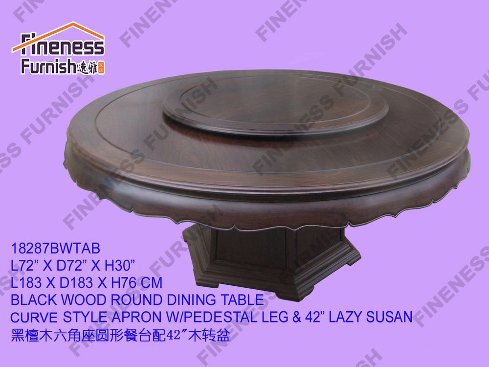 RED SANDALWOOD ROUND DINING TABLE CURVE STYLE APRON W/PEDESTAL LEG & 42