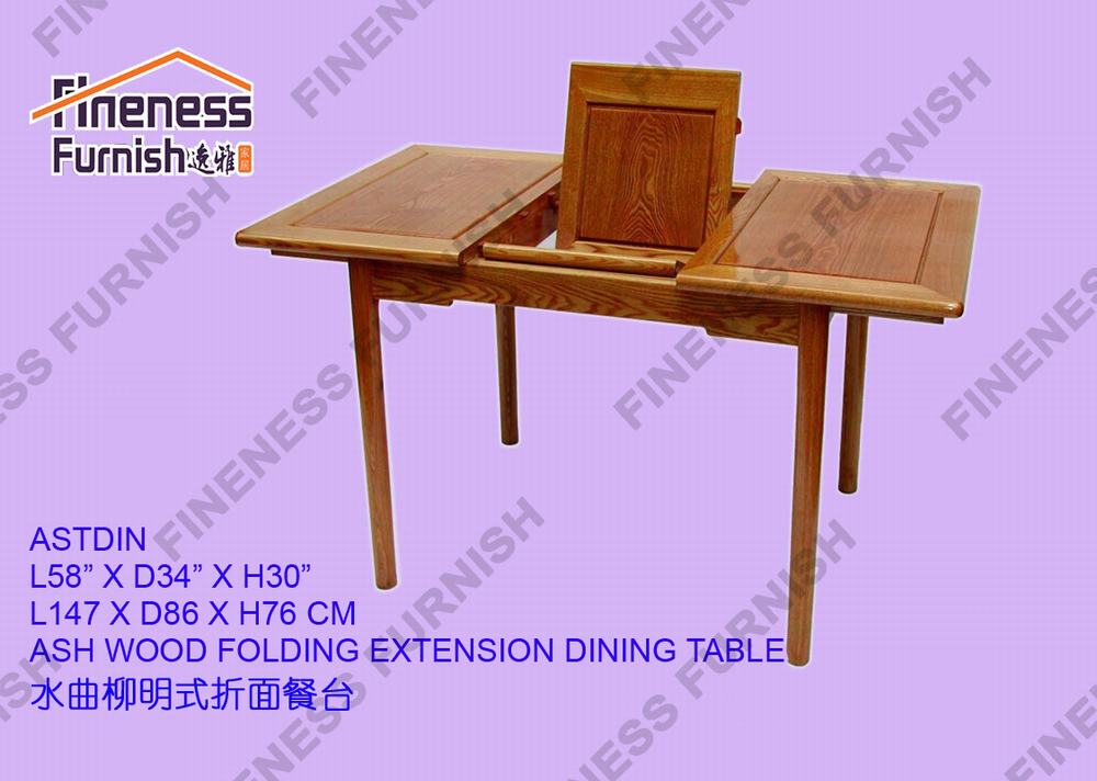 ASH WOOD FOLDING EXTENSION DINING TABLE