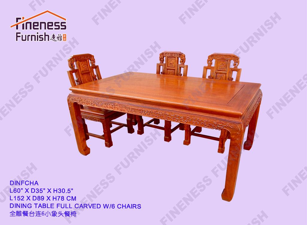 DINING TABLE FULL CARVED W/6 CHAIRS
