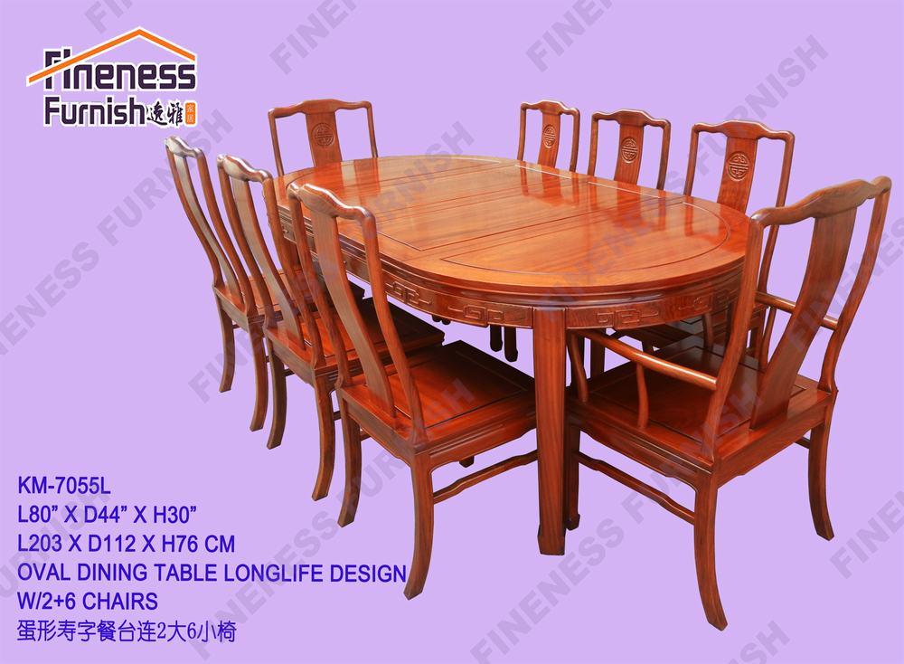 OVAL DINING TABLE LONGLIFE DESIGN W/2+6 CHAIRS
