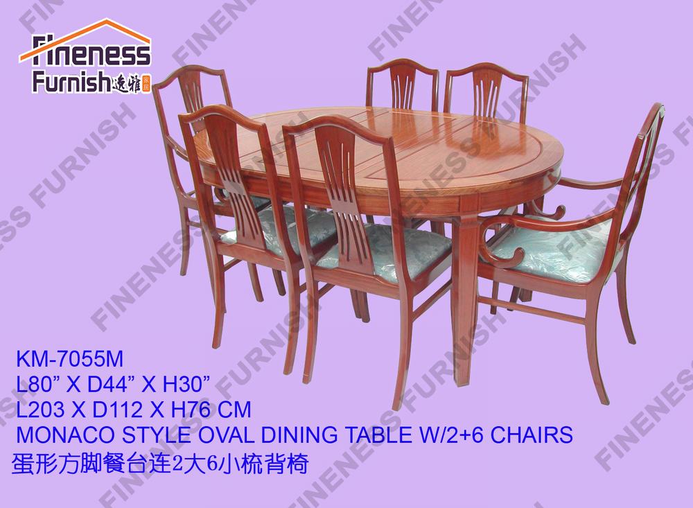 MONACO STYLE OVAL DINING TABLE W/2+6 CHAIRS