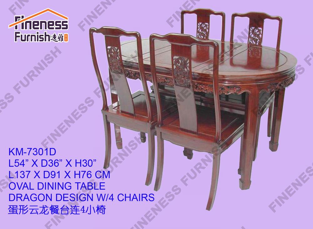 OVAL DINING TABLE DRAGON DESIGN W/4 CHAIRS