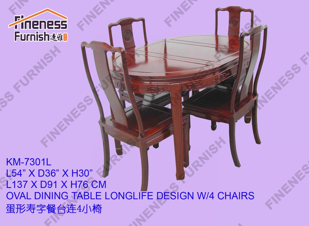 OVAL DINING TABLE LONGLIFE DESIGN W/4 CHAIRS