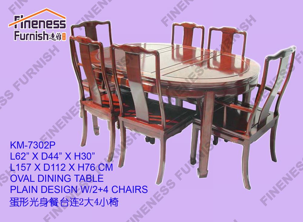 OVAL DINING TABLE PLAIN DESIGN W/2+4 CHAIRS