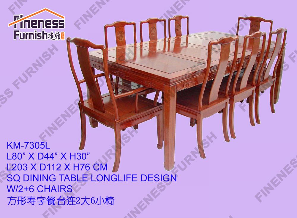 SQ DINING TABLE LONGLIFE DESIGN W/2+6 CHAIRS
