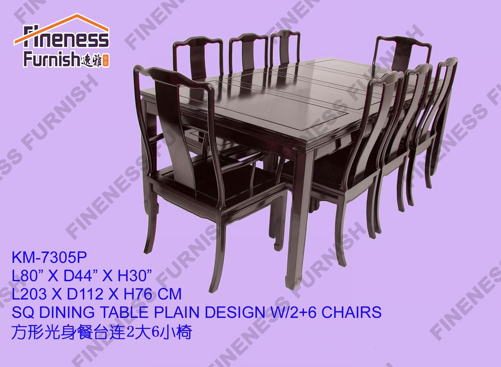 SQ DINING TABLE PLAIN DESIGN W/2+6 CHAIRS