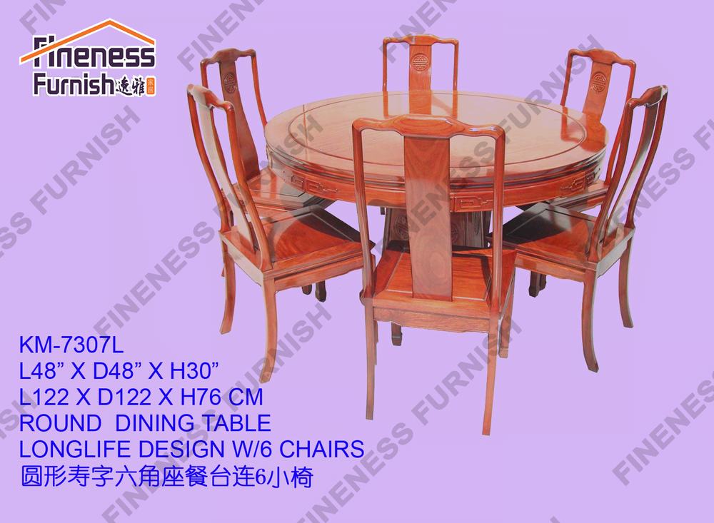 ROUND DINING TABLE LONGLIFE DESIGN W/6 CHAIRS