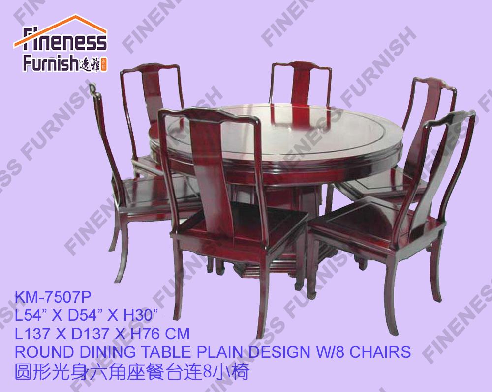 ROUND DINING TABLE PLAIN DESIGN W/8 CHAIRS