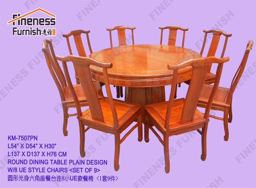 ROUND DINING TABLE PLAIN DESIGN W/8 UE STYLE CHAIRS