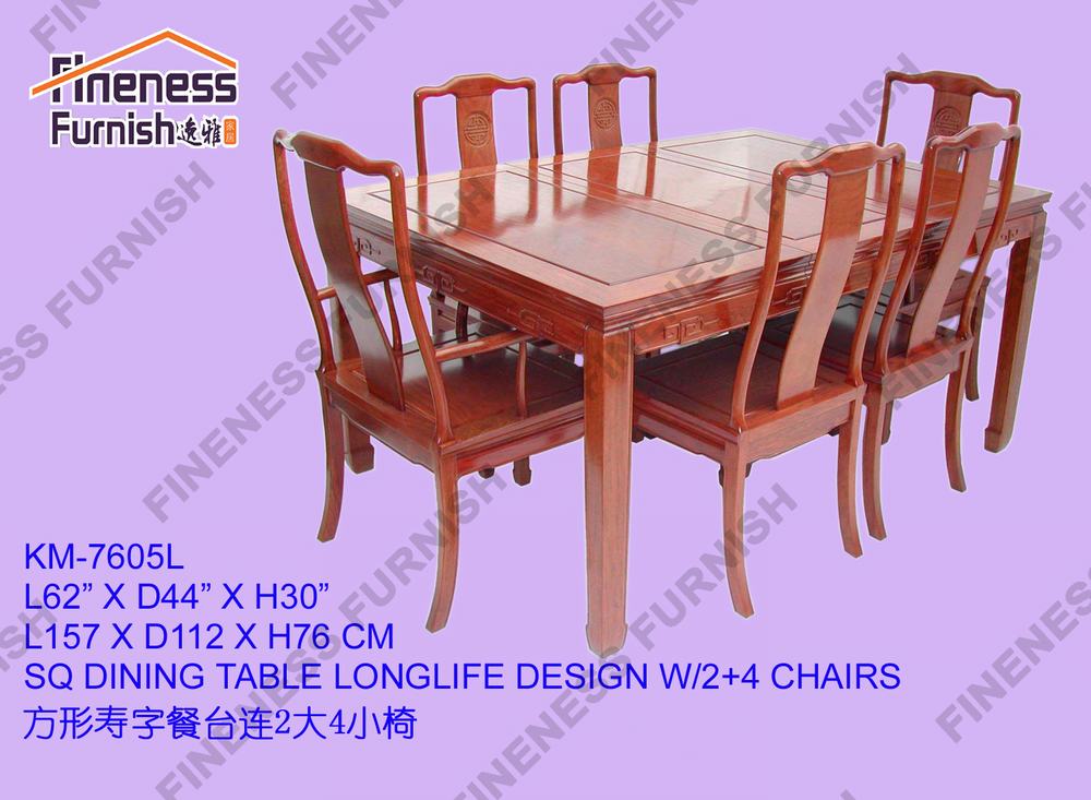 SQ DINING TABLE LONGLIFE DESIGN W/2+4 CHAIRS