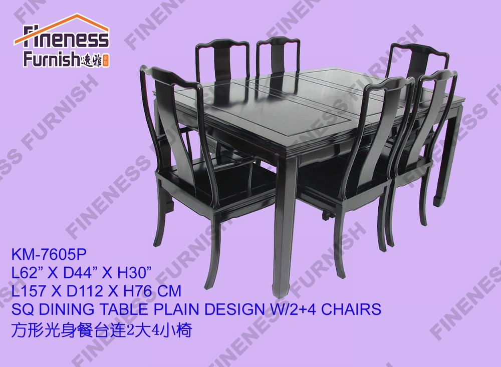SQ DINING TABLE PLAIN DESIGN W/2+4 CHAIRS