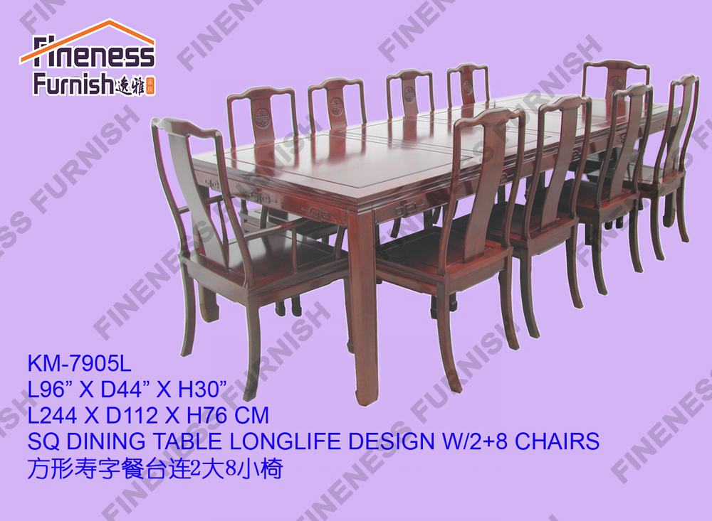SQ DINING TABLE LONGLIFE DESIGN W/2+8 CHAIRS