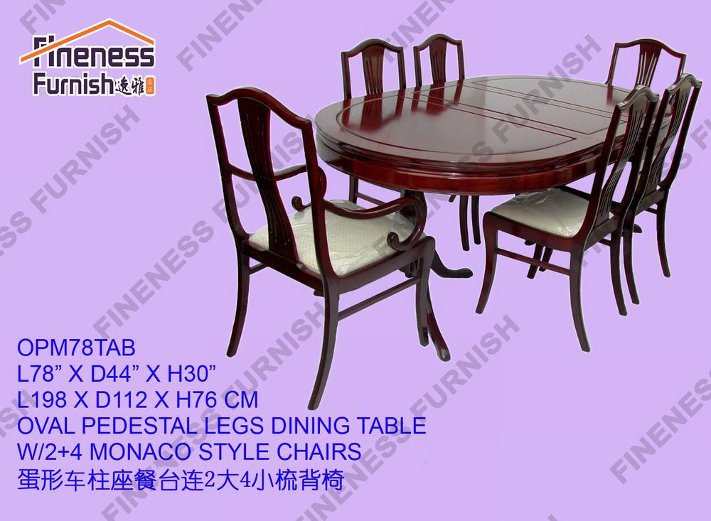 OVAL PEDESTAL LEGS DINING TABLE W2+4 MONACO STYLE CHAIRS