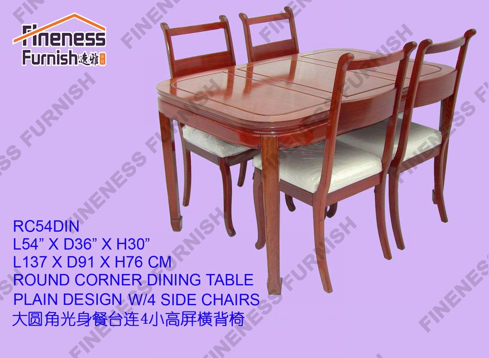 ROUND CORNER DINING TABLE PLAIN DESIGN W/4 CHAIRS