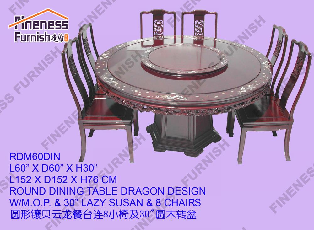 ROUND DINING TABLE DRAGON DESIGN W/M.O.P. & 30