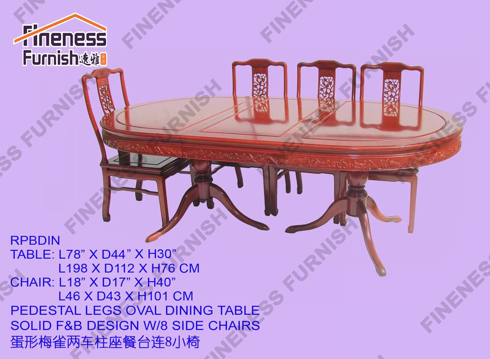 PEDESTAL LEGS OVAL DINING TABLE SOLID F&B DESIGN W/8 SIDE CHAIRS