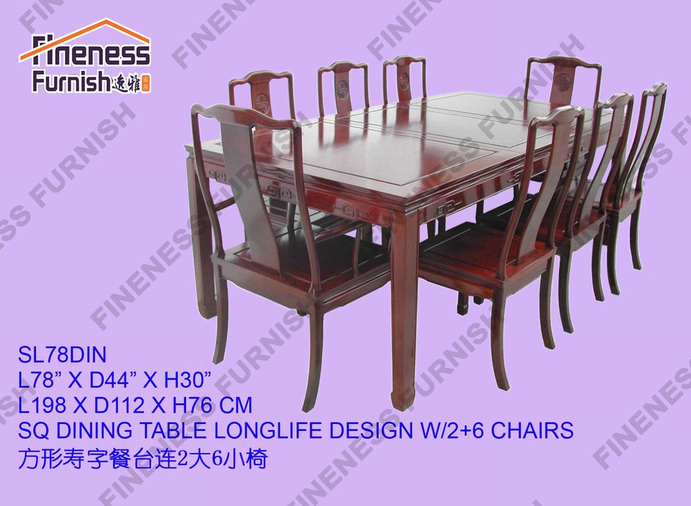 SQ DINING TABLE LONGLIFE DESIGN W2+6 CHAIRS