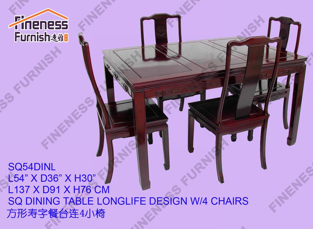 SQ DINING TABLE LONGLIFE DESIGN W/4 CHAIRS