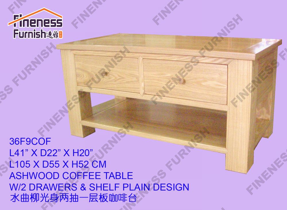 ASHWOOD COFFEE TABLE W/2 DRAWERS & SHELF PLAIN DESIGN