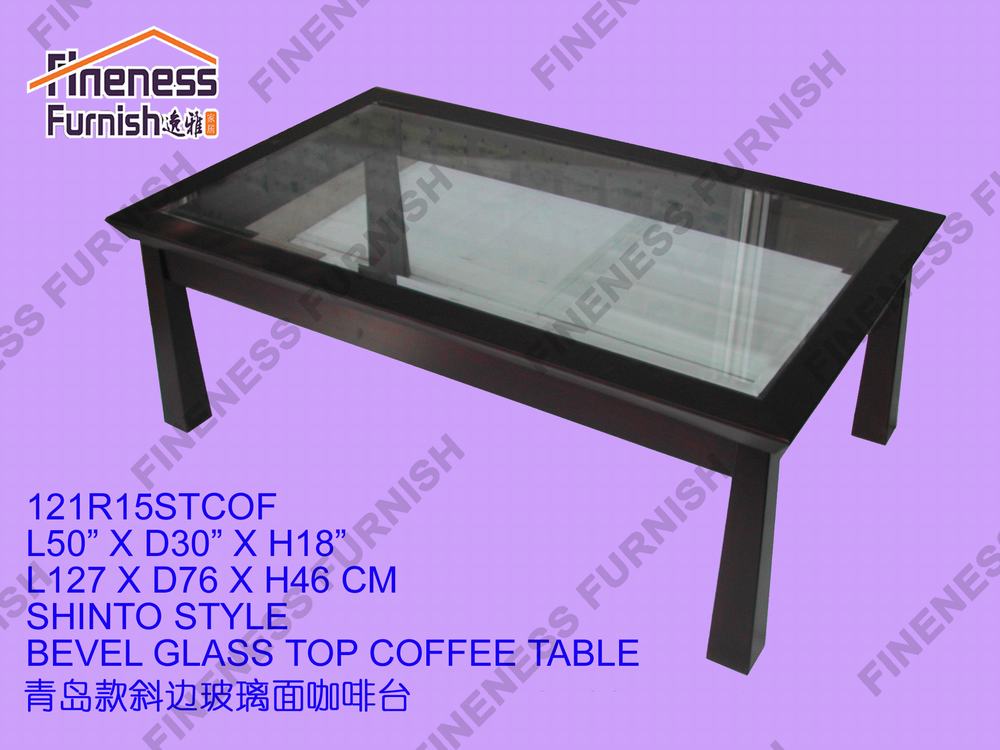 SHINTO STYLE BEVEL GLASS TOP COFFEE TABLE