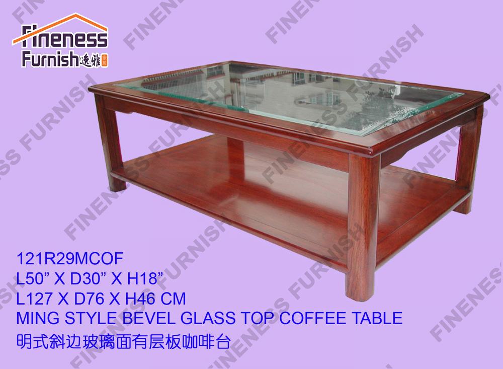 MING STYLE BEVEL GLASS TOP COFFEE TABLE