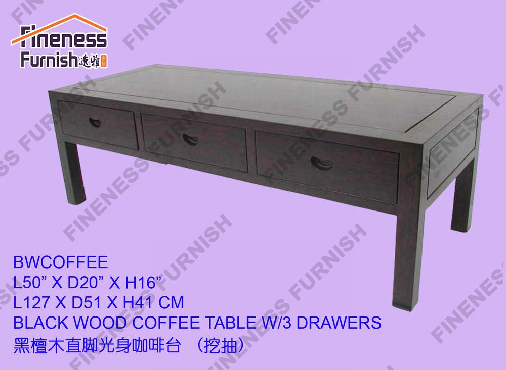RED SANDALWOOD COFFEE TABLE W/3 DRAWERS
