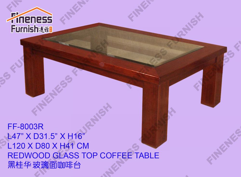 REDWOOD GLASS TOP COFFEE TABLE