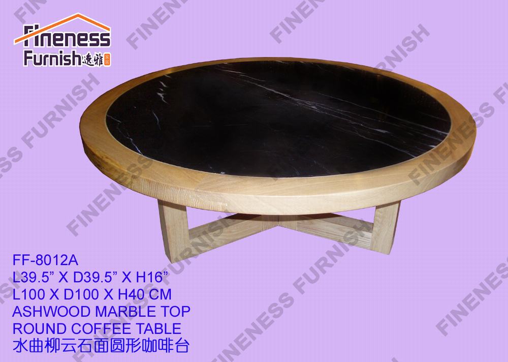 ASHWOOD MARBLE TOP ROUND COFFEE TABLE