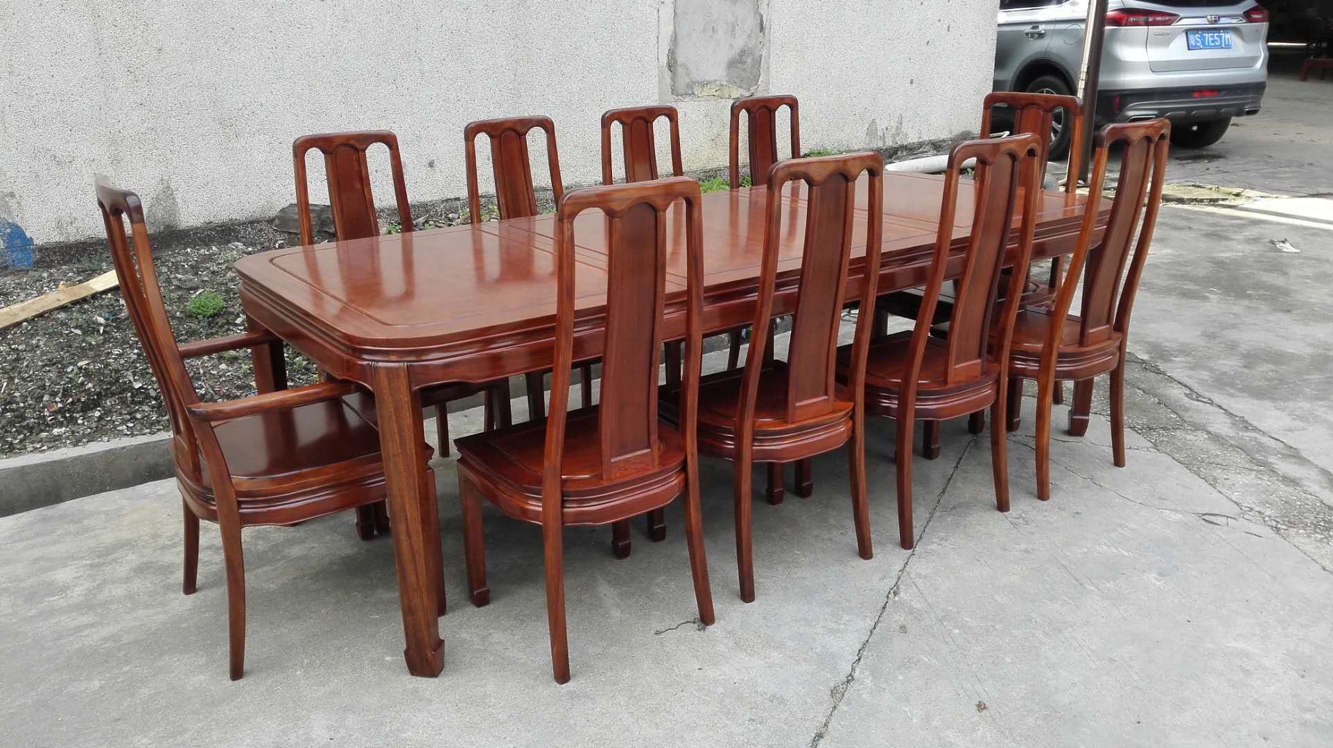 ROUND CORNER DINING TABLE W/2+8 HIGH BACK CHAIRS 