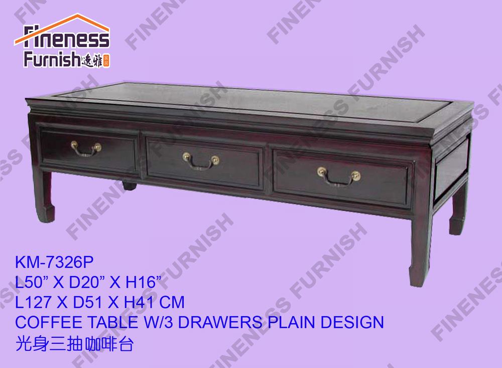 COFFEE TABLE W/3 DRAWERS PLAIN DESIGN