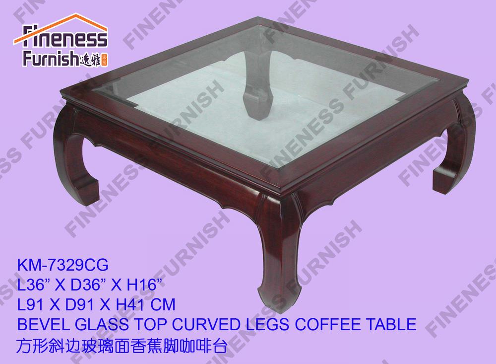 BEVEL GLASS TOP CURVED LEGS COFFEE TABLE