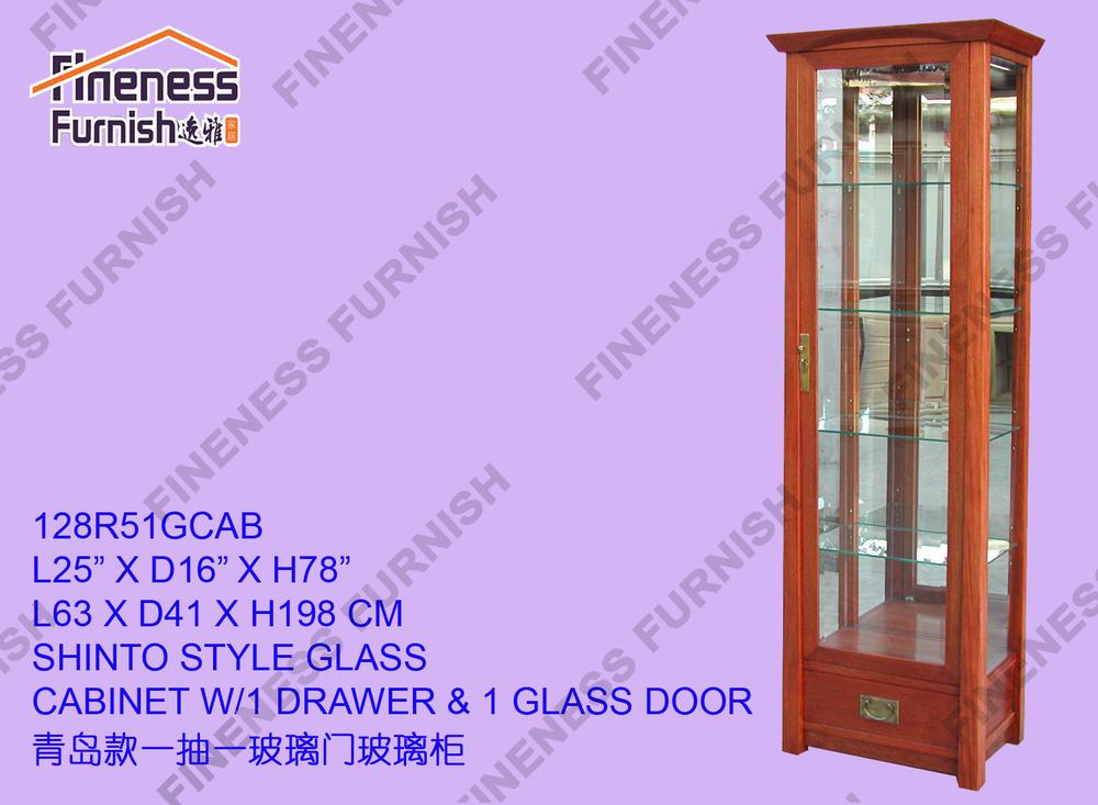 SHINTO STYLE GLASS CABINET W/1 DRAWER & 1 GLASS DOOR