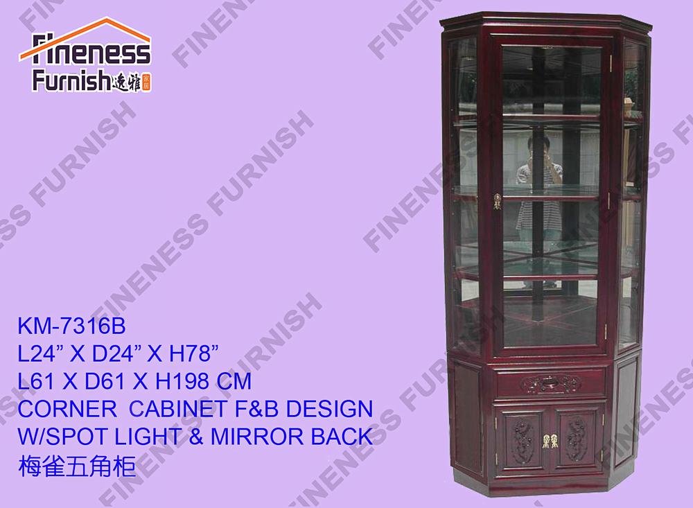 CORNER CABINET F&B DESIGN W/SPOT LIGHT & MIRROR BACK