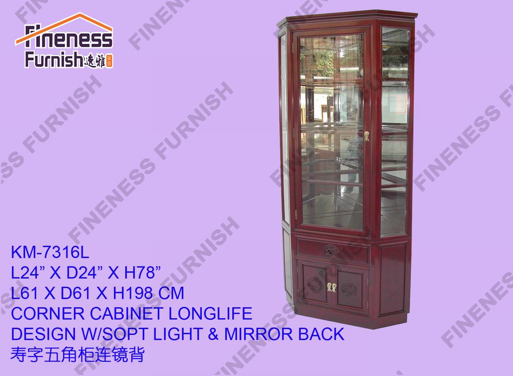 CORNER CABINET LONGLIFE DESIGN W/SPOT LIGHT & MIRROR BACK